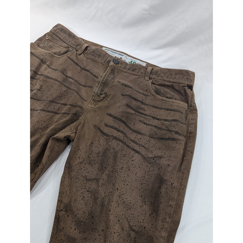 LRG LIFTED RESEARCH GROUP BROWN PAINT SPLASH TRUE STRAIGHT DENIM JEANS‎ 40x33